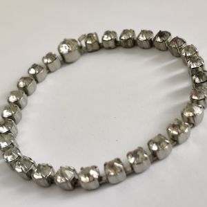 SALE 2/$29 Signed Czech Art Deco Clear Crystals Tennis Bracelet